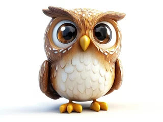 Fototapete Adorable 3D cartoon owl illustration, isolated on a white background, perfect for kids' designs, educational materials, or playful themes. © Suresh
