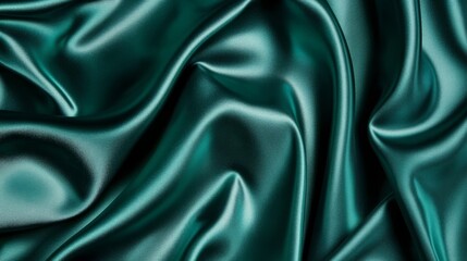 Obraz premium Black dark teal jade emerald sea aventurine green abstract background. Silk satin fabric. Glitter shimmer. Color gradient. Line stripe wave shadow. Drapery curtain. Luxury elegant subtle.