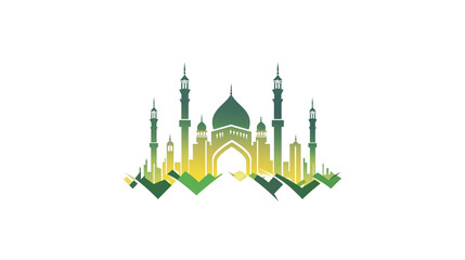 a banner template with a mosque isolated on a transparent background