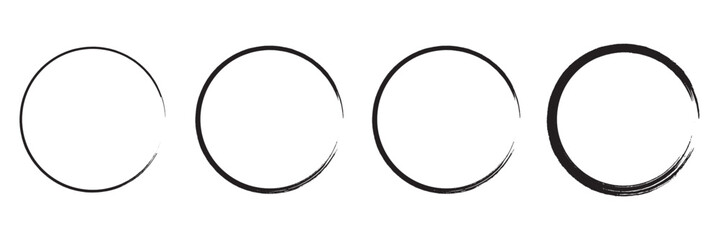 Brush circles. Grunge circles. Brush circle vector set on a white background.