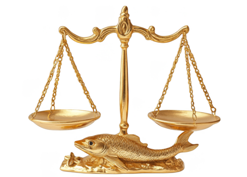 golden scales isolated on white