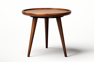 A stylish wooden table with three tapered legs, ideal for modern interior decor and functionality.