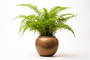 Fototapeta premium A vibrant fern plant displayed in a decorative pot, adding freshness and greenery to any space or decor.