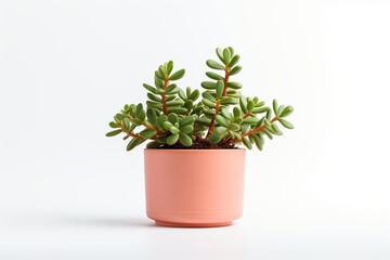 Fototapeta premium A vibrant succulent in a pastel pink pot, perfect for adding a touch of greenery to any home or office space.
