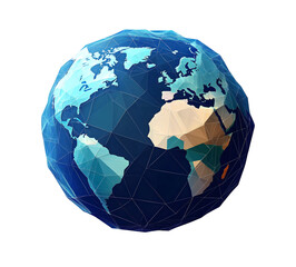 Polygonal style illustration of an Earth isolated on transparent background