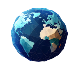 Polygonal style illustration of an Earth isolated on transparent background