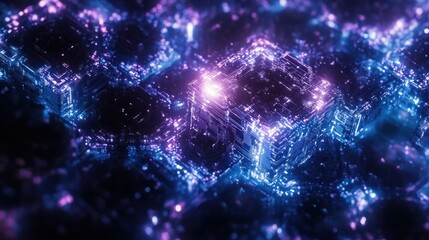 Obraz premium Glowing purple and blue digital structure.