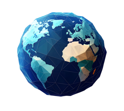 Polygonal style illustration of an Earth isolated on transparent background