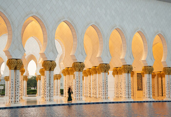 Beautiful arches of the mosque with gilding and pattern