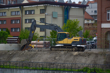 Excavator at a Construction Site for Infrastructure Development