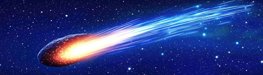Obraz premium A vibrant comet streaking through a starry night sky.