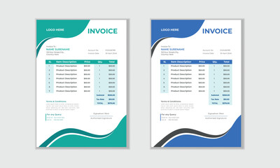 Professional invoice design for corporate office, Simple and creative modern corporate clean invoice design..
