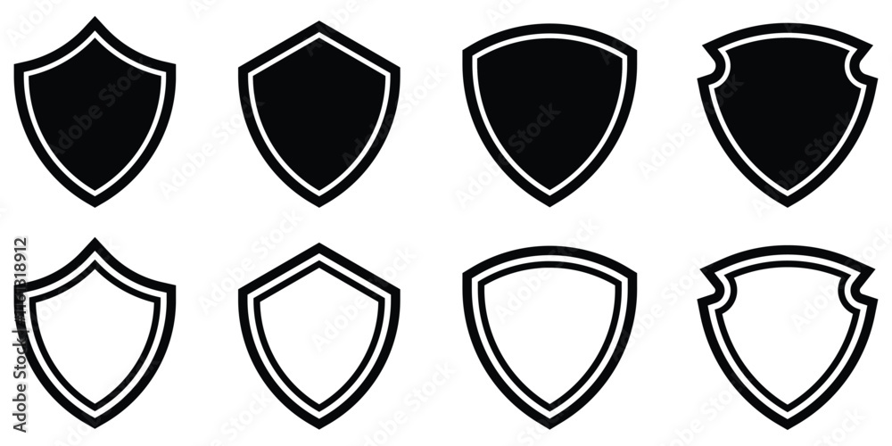 Fototapete set of security shield icons. security shields logotypes. different shields collection. security sym