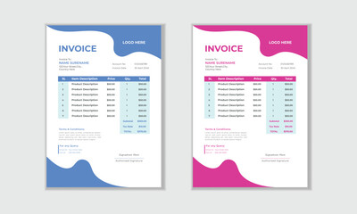 Obraz premium Professional invoice design for corporate office, Simple and creative modern corporate clean invoice design..