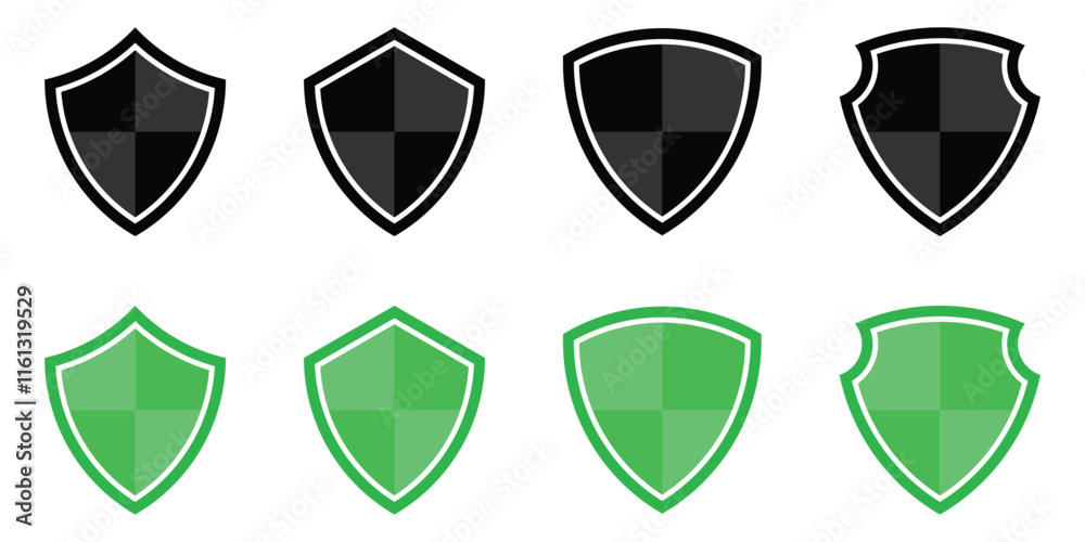 Fototapete modern shield icon. shield icon with security and protection signs. simple shield icon in black and 