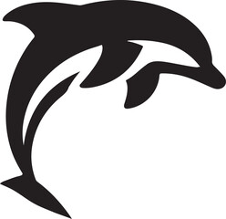 Elegant Black Silhouette Dolphin Leaping Gracefully