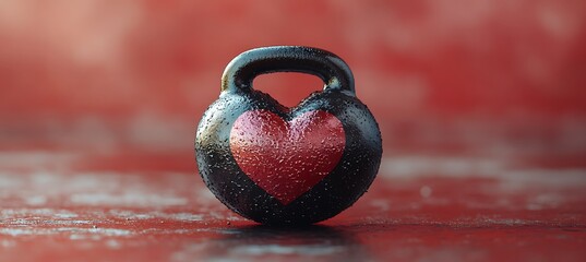 Black and Red Heart-Shaped Kettlebell


