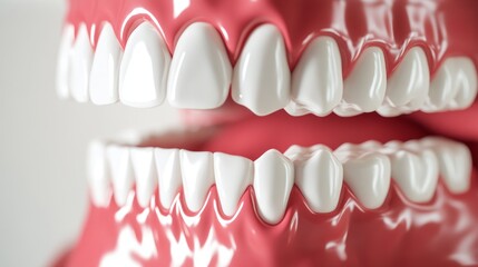 Obraz premium Pink gums and white teeth create an overall clean appearance.