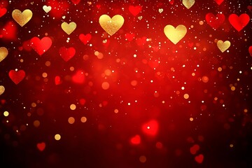 Obraz premium An abstract Valentine's Day background filled with swirling hearts in vibrant reds and pinks, evoking love and romance in a dreamy design.