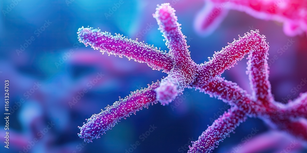 Aufkleber Microscopic view of branched structures Complex network of interconnected elements with vibrant purplish hue Detailed texture