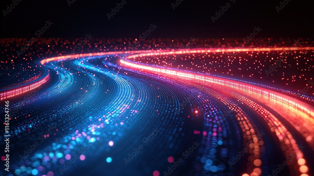 Poster Abstract digital flow of data streams Red and blue light trails create dynamic futuristic visual for technology concepts
