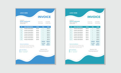 Professional invoice design for corporate office, Simple and creative modern corporate clean invoice design..
