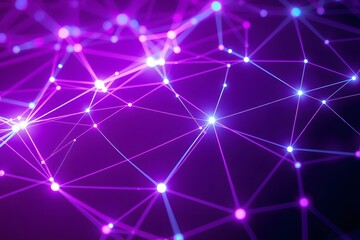 Abstract representation of interconnected nodes with glowing lines in purple hues.