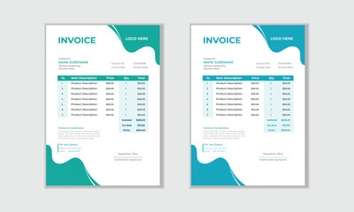 Professional invoice design for corporate office, Simple and creative modern corporate clean invoice design..