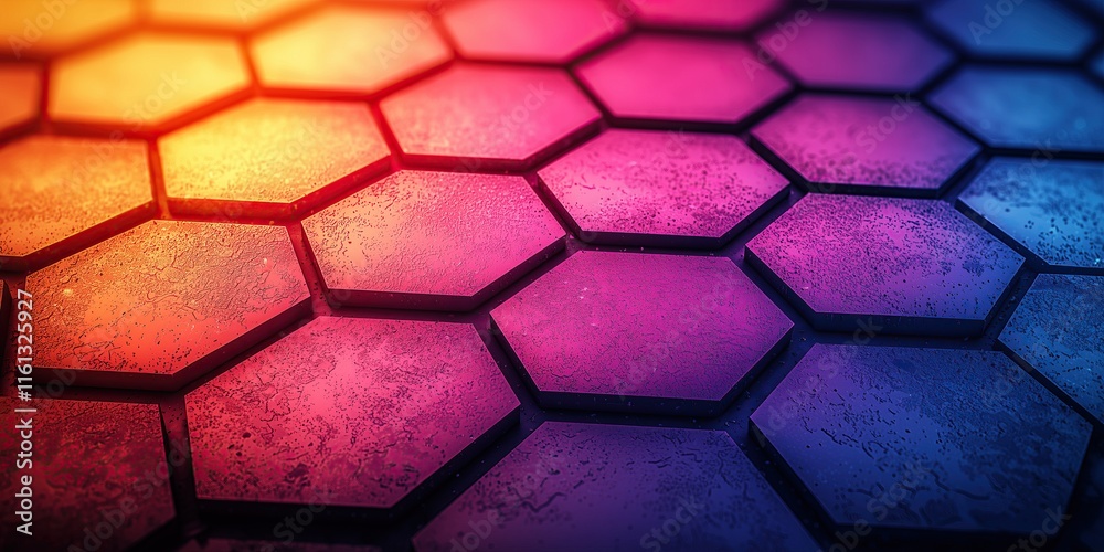 Aufkleber Abstract hexagon pattern with vibrant color gradients tech design futuristic backgrounds