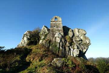 Ruined chapel dedicated to St Michael Rock hermitage Roche Cornwall