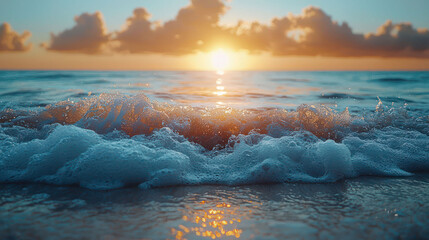 Naklejka premium The gentle ripple of waves crashing against the shore.