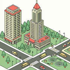 Isometric City Vector Illustration