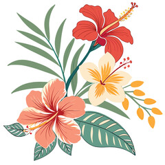 Lush Watercolor Tropical Flowers Set