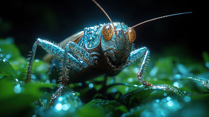 The sound of crickets chirping in the night.