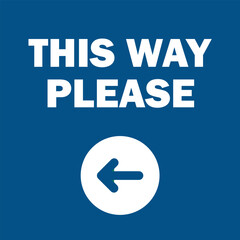 this way direction left blue sign