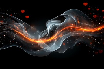 Obraz premium An abstract Valentine's Day background filled with swirling hearts in vibrant reds and pinks, evoking love and romance in a dreamy design.