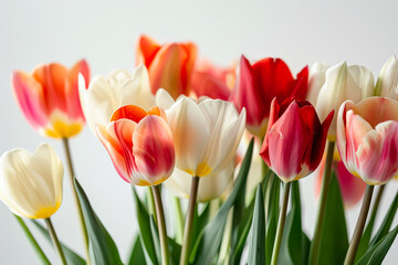 Fototapeta premium Bouquet of flowers with a white background.