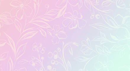 Pastel Floral Pattern Background, Delicate Watercolor Flowers, Soft Gradient Texture