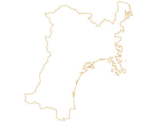 宮城県　地図　白　イラスト