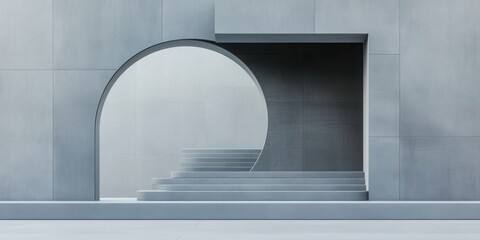 Obraz premium Minimalist architectural design featuring geometric shapes and modern staircase