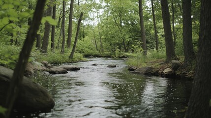 Serene Forest Stream: A Tranquil Escape into Nature's Embrace