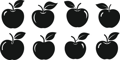 Apple vector silhouette set design, apple icon set illustration