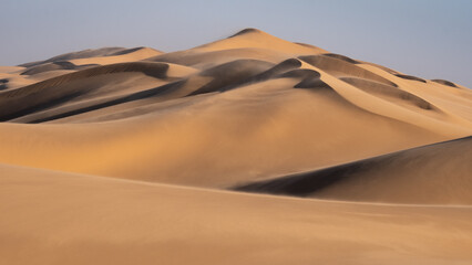 Huge dunes in the desert. Beautiful relief