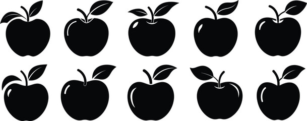Apple vector silhouette set design, apple icon set illustration