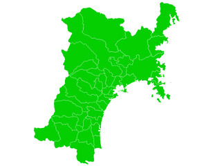 宮城県　地図　グリーン　斑点　イラスト