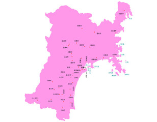 宮城県　地図　ピンク　斑点　イラスト