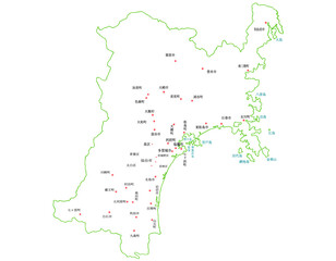 宮城県　地図　白　斑点　イラスト