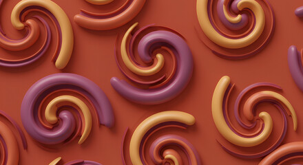Abstract Swirl Pattern Background with 3D Rendered Colorful Spirals