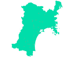 宮城県　地図　グリーン　斑点　イラスト