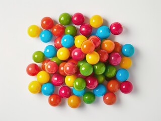 Colorful round candy balls on a white background. These sweets are suitable for decorating events or bulk purchasing.
